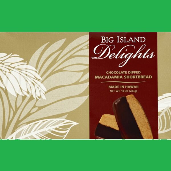 Big Island Delights Shortbread, Macadamia, Chocolate Dipped Hawaii Aloha Gift Idea