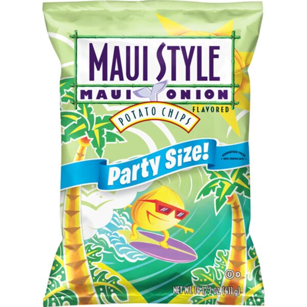Hawaii MAUI STYLE Potato Chips, Maui Onion Flavored, Party Size Snack Food Perfect Present Gift Idea Aloha
