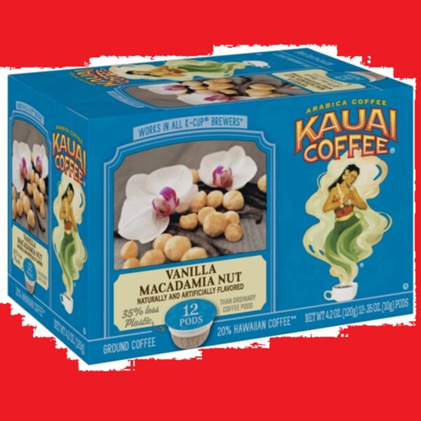 Hawaii Kauai Coffee Vanilla Macadamia Nut, Single Serve Coffee Pods Present Coffee Present Gift Basket Idea
