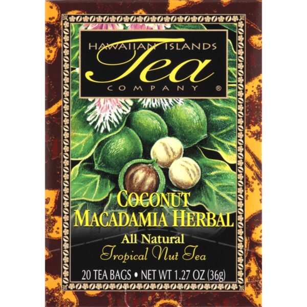 Hawaii Hawaiian Islands Tea Tropical Nut Tea, Coconut Macadamia Herbal Present Gift Idea 17 Aloha