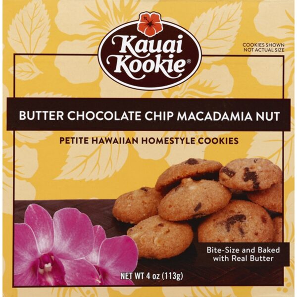 Hawaii Kauai Kookie Cookies, Butter Chocolate Chip Macadamia Nut Snack Food Gift