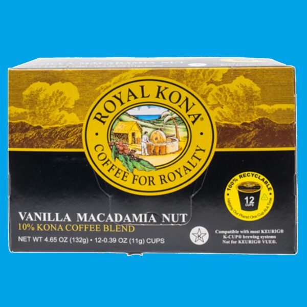 Royal Kona Coffee Coffee Blend, 10% Kona, Vanilla Macadamia Nut, Single Serve Cups Hawaii Coffee Gift For Him or For Her Perfect Present Idea Aloha 9999