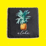 Slate Coaster 4 Piece Set: Pineapple Aloha Hawaii Gift Idea $0.00