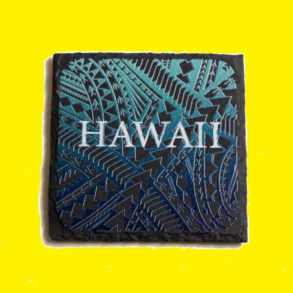 Slate Coaster 4 Piece Set: Tribal Aloha Hawaii Gift Idea
