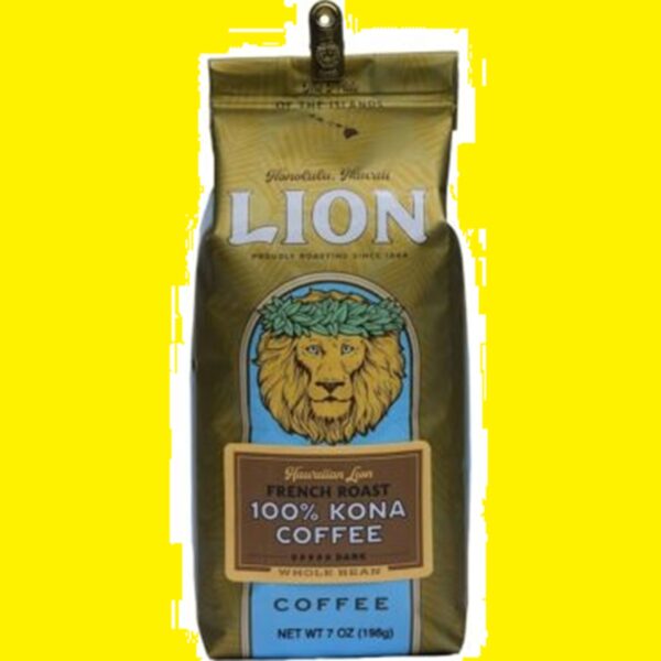 Lion 24k Gold French Roast 100% Kona Coffee Whole Bean Aloha Hawaii Gift Idea