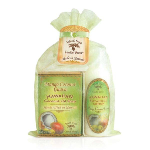 Island Soap Company Organza Gift Set: Mango Coconut Guava Hawaii Tropical Scented Mango Gift Idea