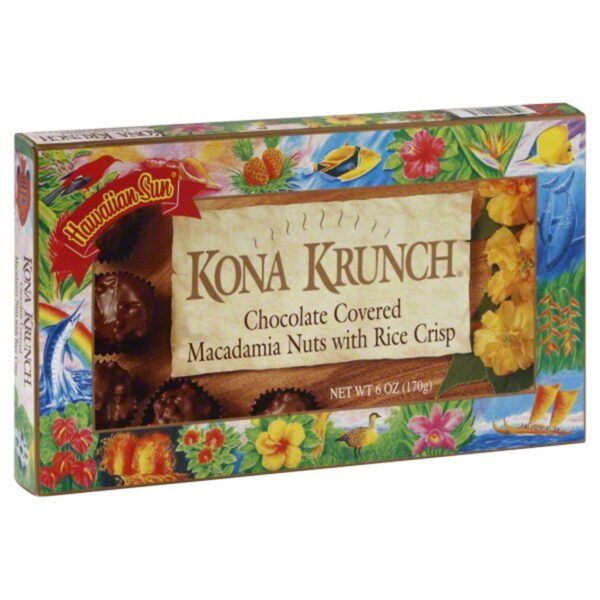 Hawaiian Sun Products Kona Crunch, 6 Oz. Best Hawaii Chocolate Macadamia Nut Candy Gift Idea 3080 Aloha