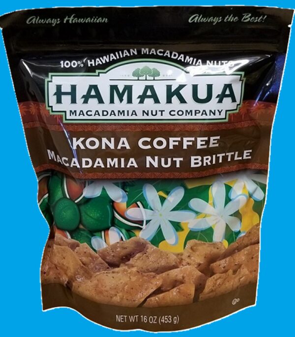 16oz Kona Coffee Macadamia Nut Brittle Pouches Hawaii Aloha Gift Idea