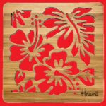 Tropical Bamboo Die-Cut Coaster: Hibiscus Hawaii Aloha