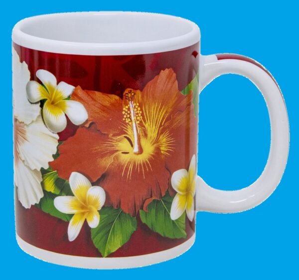 Island Style Ceramic Mug 10 oz: Plumeria Hibiscus Aloha Gift Idea