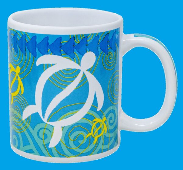 Island Style Ceramic Mug 10 oz: Swirling Honu Aloha Gift Idea