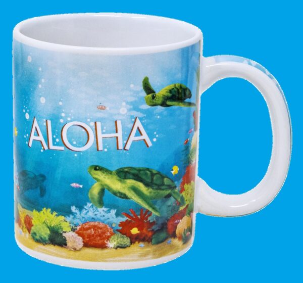Island Style Ceramic Mug 10 oz: Under the Sea Aloha Honu Gift Idea