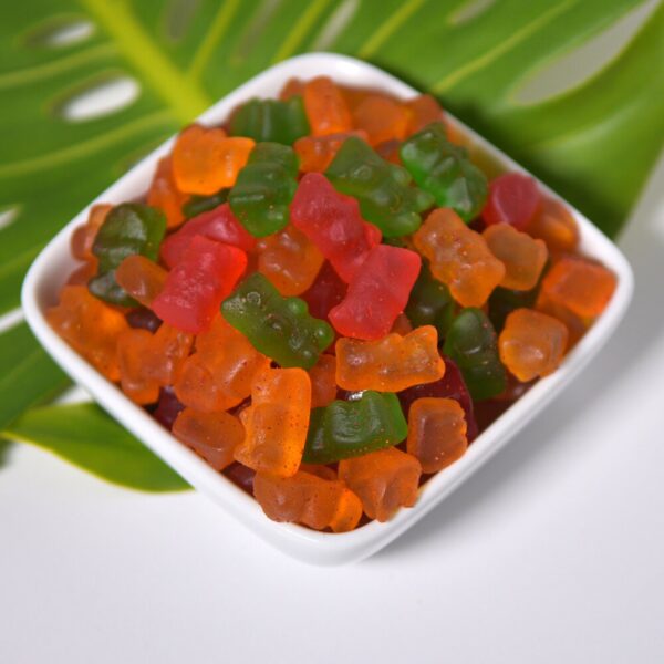 Enjoy Beef Jerky Gummy Bears, Li Hing Aloha Hawaii Valentine Gift Idea in a White Bowl