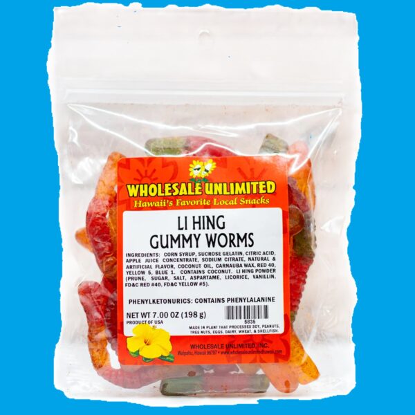 Li Hing Gummy Worms Aloha Hawaii Candy Gift Idea 6 OZ Bag