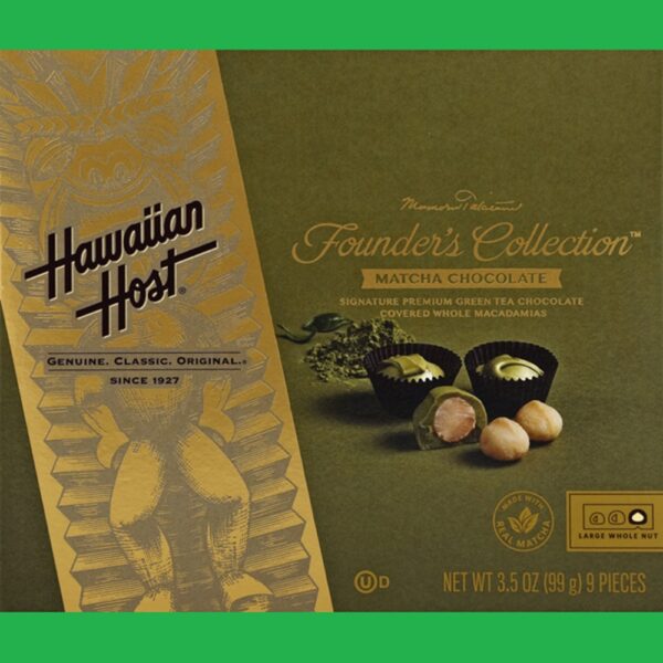 Hawaiian Host Macadamias, Whole, Green Tea Chocolate Covered Aloha Gift Idea